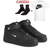 Ghete AF1 Imblanite, Negru, Piele Naturala