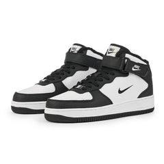 Ghete AF1 Imblanite, Negru/Alb, Piele Naturala