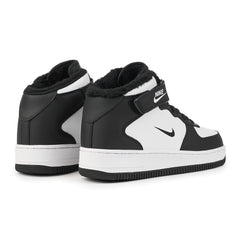 Ghete AF1 Imblanite, Negru/Alb, Piele Naturala