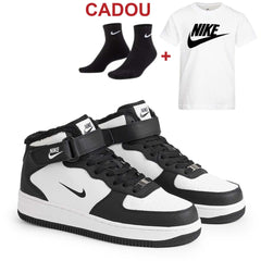 Ghete AF1 Imblanite, Negru/Alb, Piele Naturala