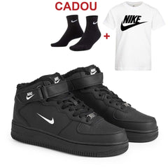 Ghete AF1 Imblanite, Negru, Piele Naturala